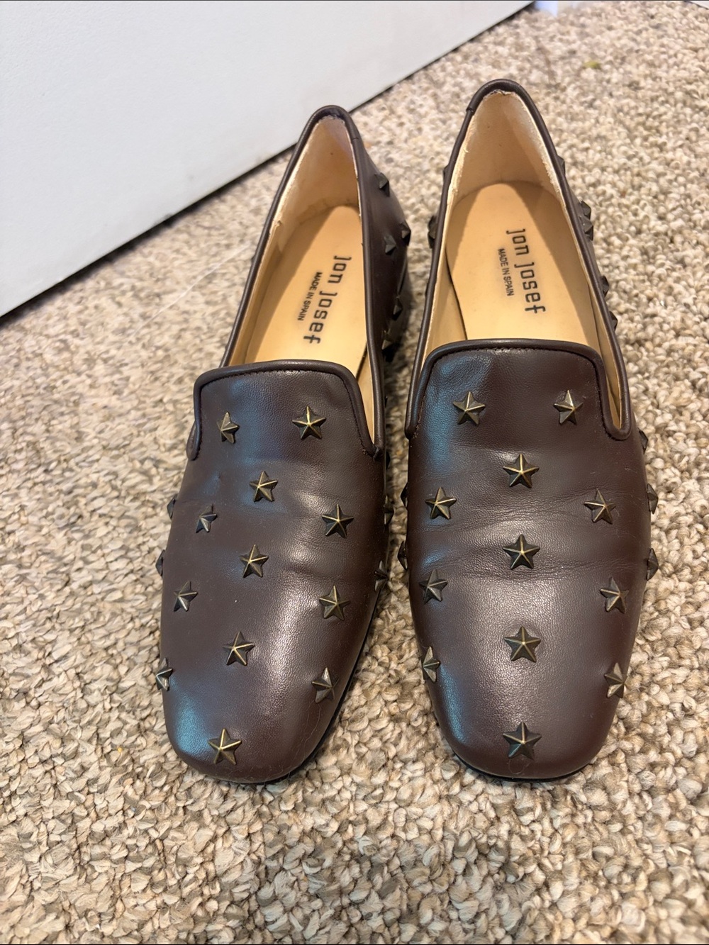 Tom Josef Women's Brown Star-Studded Leather Loafers